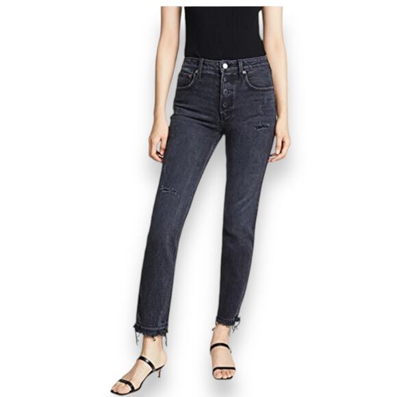 Trave Constance Road to Nowhere Black Straight Leg Jeans Button Fly Women’s 28 - Picture 1 of 9